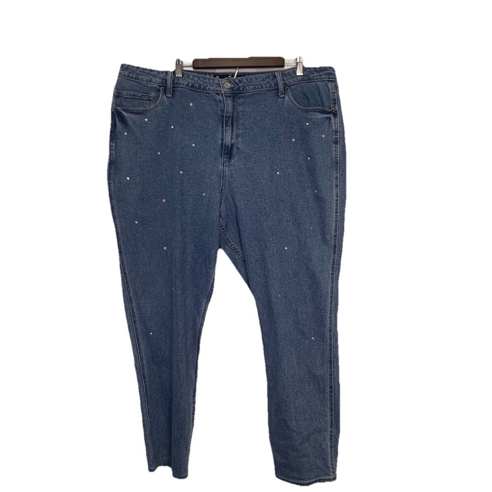 Hollister Ultra High-Rise Mom Jean‎ Light Wash Size 21 L (W35-L29) Rhinestones